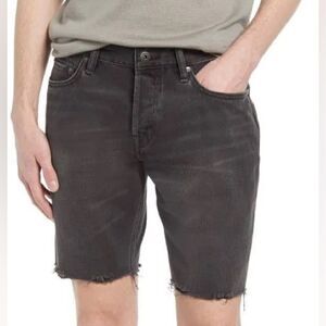 AllSaints NWT Switch Ripped Raw Hem Denim Shorts Black Washed Size W34